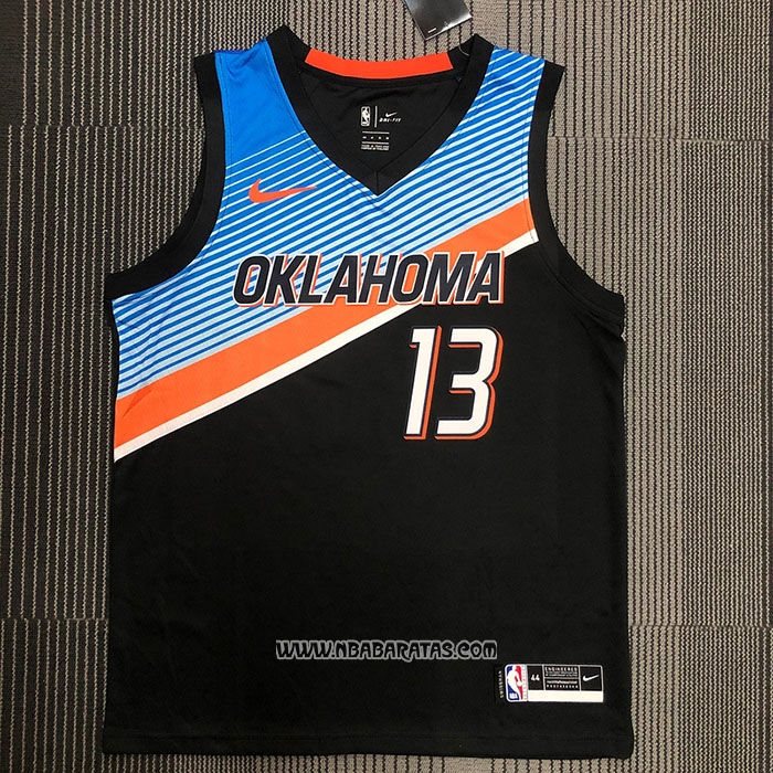 Camiseta Oklahoma City Thunder Paul George #13 Ciudad 2020-21 Negro
